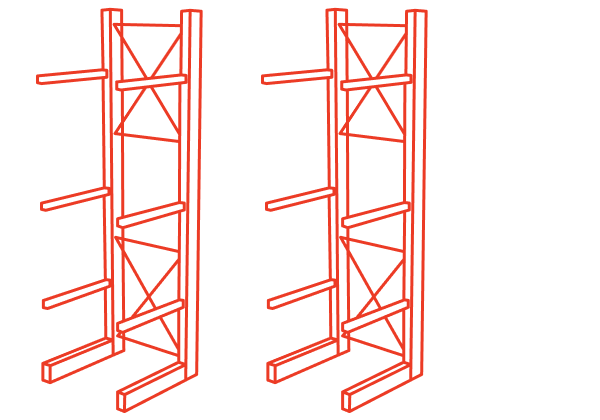 Line art of cantilever rack