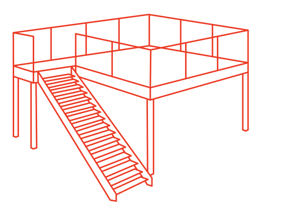 Line art of mezzanine platform